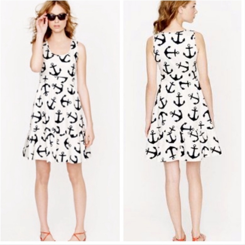 J Crew Dizzy Anchors Dress 6 Excellent Condition Summer Vacation Ready
